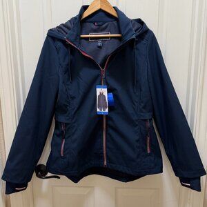 Tommy Hilfiger Women’s Lightweight Hooded Windbreaker Size L Navy Coastal (NEW)